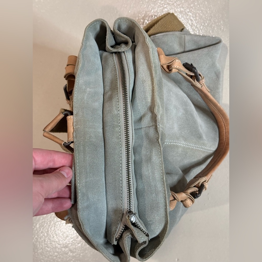 SOLD We The Free Free People Tote Bag backpack 100% cow leather cotton inter - Picture 8 of 16